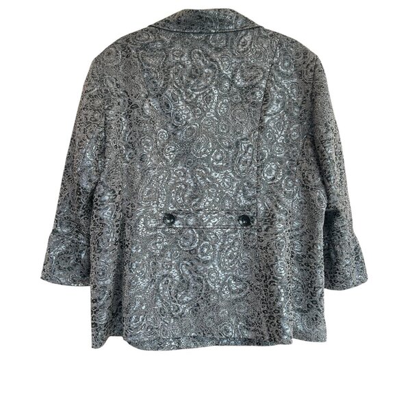Conrad C Vintage Blazer Jacket • Gray Metallic Paisley • Size 20 • Ruffle Collar - Picture 2 of 7